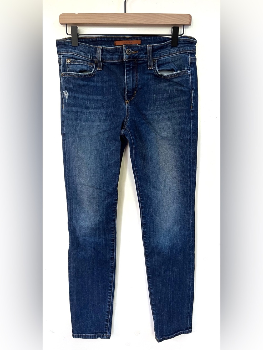 Joe’s Jeans Skinny Ankle Dark Wash Distressed Mid Rise Stretch Denim Size 27